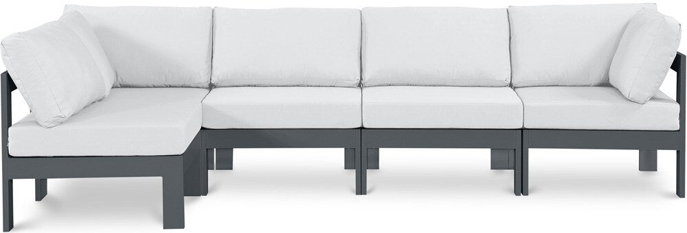 Meridian Furniture - Nizuc White Water Resistant Fabric Outdoor Patio Modular Sectional - 5Pc - 376White-Sec5C veiw 1