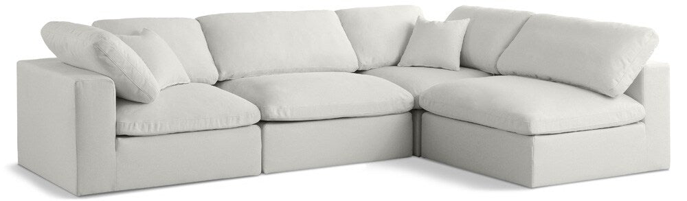 Meridian Furniture - Plush Cream Velvet Standard Comfort Modular Sectional - 4Pc - 602Cream-Sec4B veiw 1