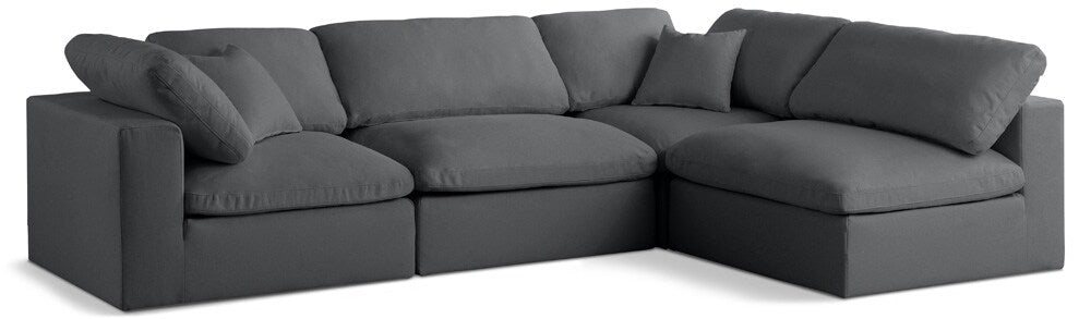 Meridian Furniture - Plush Grey Velvet Standard Comfort Modular Sectional - 4Pc - 602Grey-Sec4B veiw 1