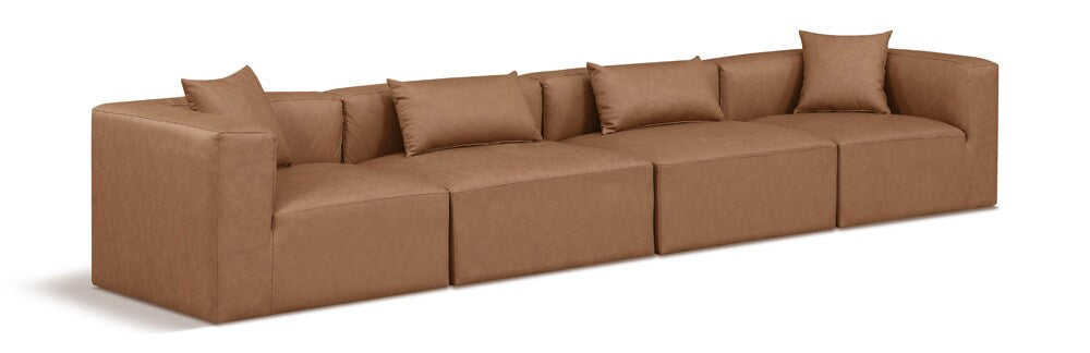 Meridian Furniture - Cube Brown Vegan Leather Modular Sofa - 4Pc - 668Brown-S144B veiw 1