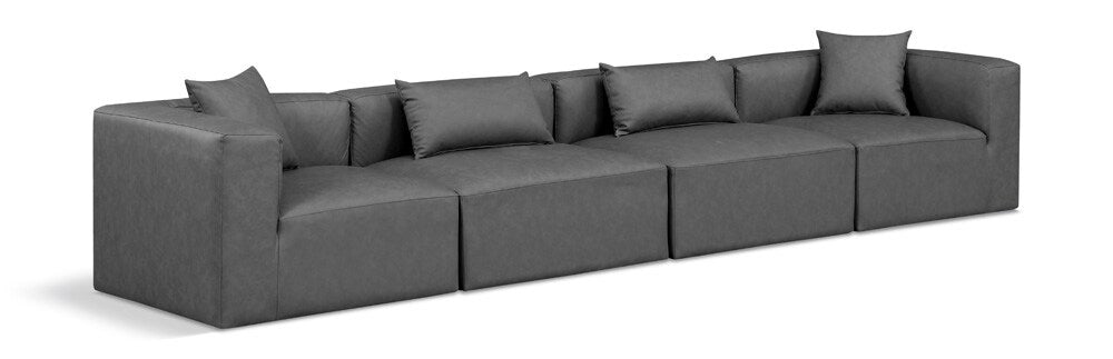 Meridian Furniture - Cube Charcoal Grey Vegan Leather Modular Sofa - 4Pc - 668Grey-S144B veiw 1