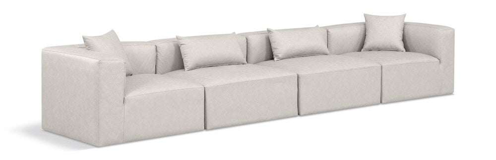 Meridian Furniture - Cube Cream Vegan Leather Modular Sofa - 4Pc - 668Cream-S144B veiw 1