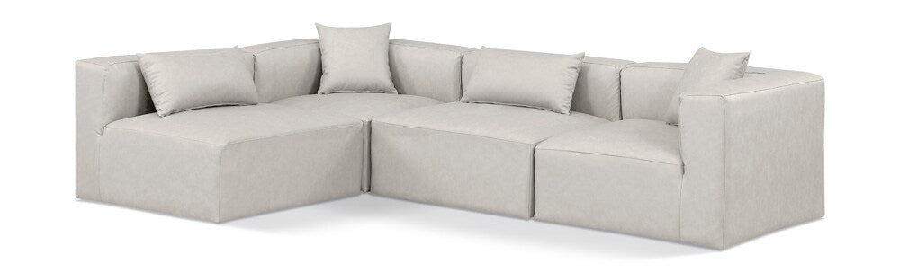 Meridian Furniture - Cube Cream Vegan Leather Modular Sectional - 4Pc - 668Cream-Sec4B veiw 1