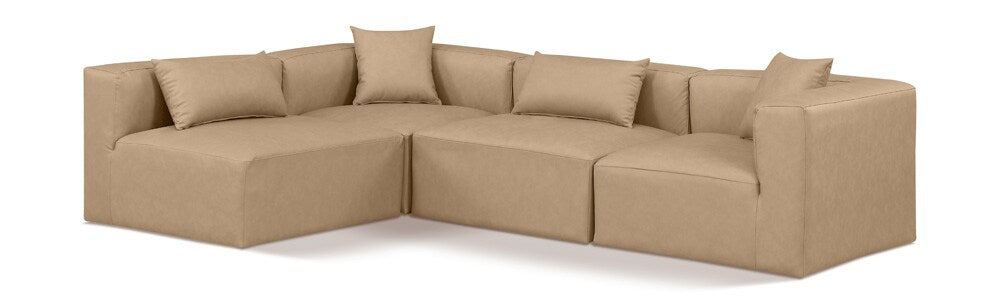 Meridian Furniture - Cube Tan Vegan Leather Modular Sectional - 4Pc - 668Tan-Sec4B veiw 1