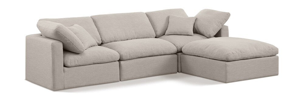 Meridian Furniture - Indulge Beige Linen Textured Fabric Modular Sectional - 4Pc - 141Beige-Sec4A veiw 1