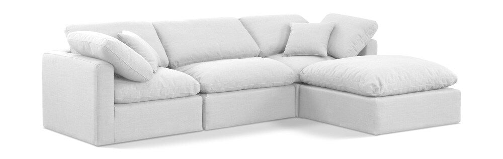 Meridian Furniture - Indulge White Linen Textured Fabric Modular Sectional - 4Pc - 141White-Sec4A veiw 1