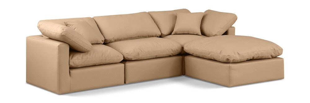 Meridian Furniture - Indulge Tan Vegan Leather Modular Sectional - 4Pc - 146Tan-Sec4A veiw 1