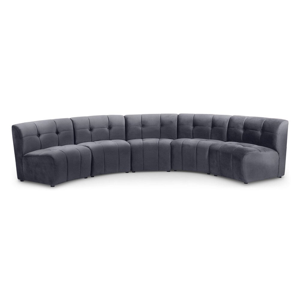 Meridian Furniture - Limitless Grey Velvet 5pc. Modular Sectional - 645Grey-5PC veiw 1