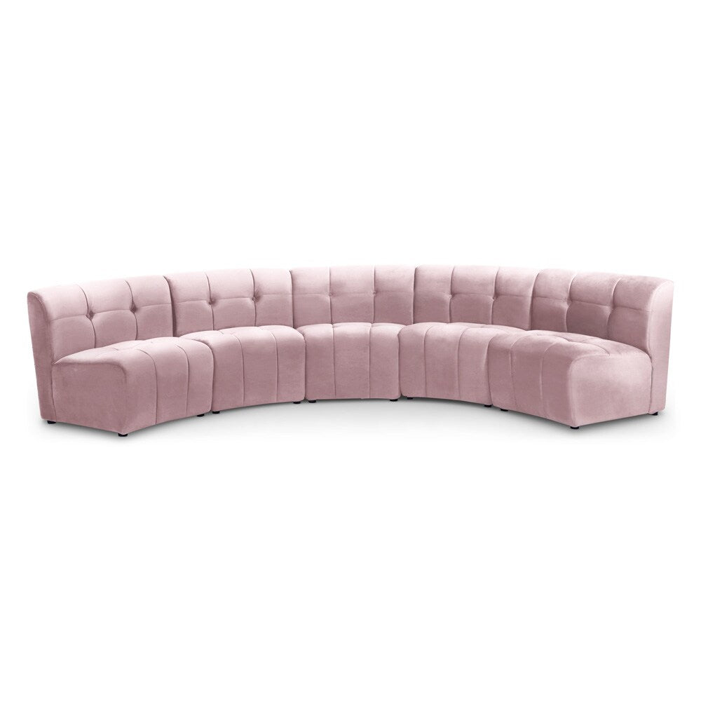 Meridian Furniture - Limitless Pink Velvet 5pc. Modular Sectional - 645Pink-5PC veiw 1