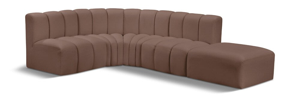 Meridian Furniture - Arc Brown Vegan Leather Modular Sofa - 5Pc - 101Brown-S5C veiw 1