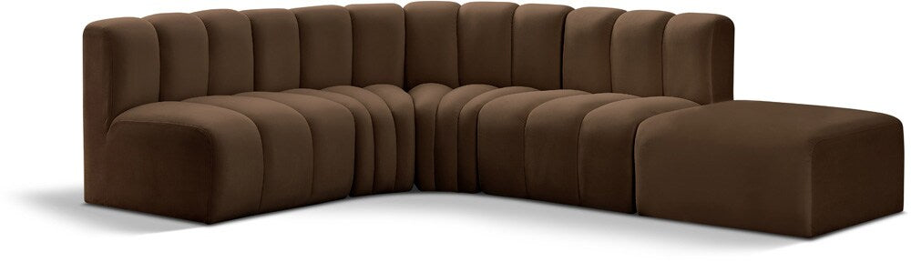 Meridian Furniture - Arc Brown Velvet Modular Sofa - 5Pc - 103Brown-S5C veiw 1