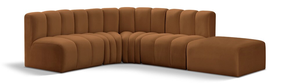 Meridian Furniture - Arc Saddle Velvet Modular Sofa - 5Pc - 103Saddle-S5C veiw 1
