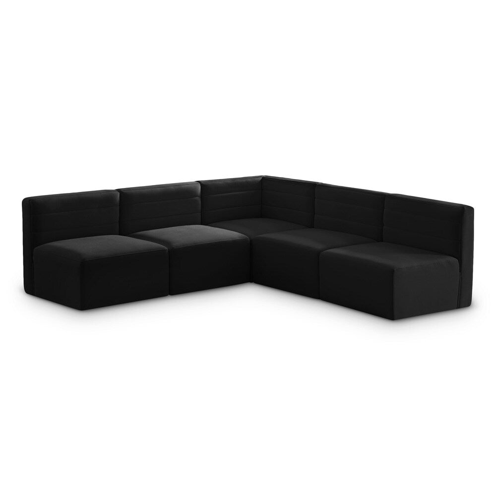 Meridian Furniture - Quincy Black Velvet Modular Sectional - 5Pc - 677Black-Sec5B veiw 1