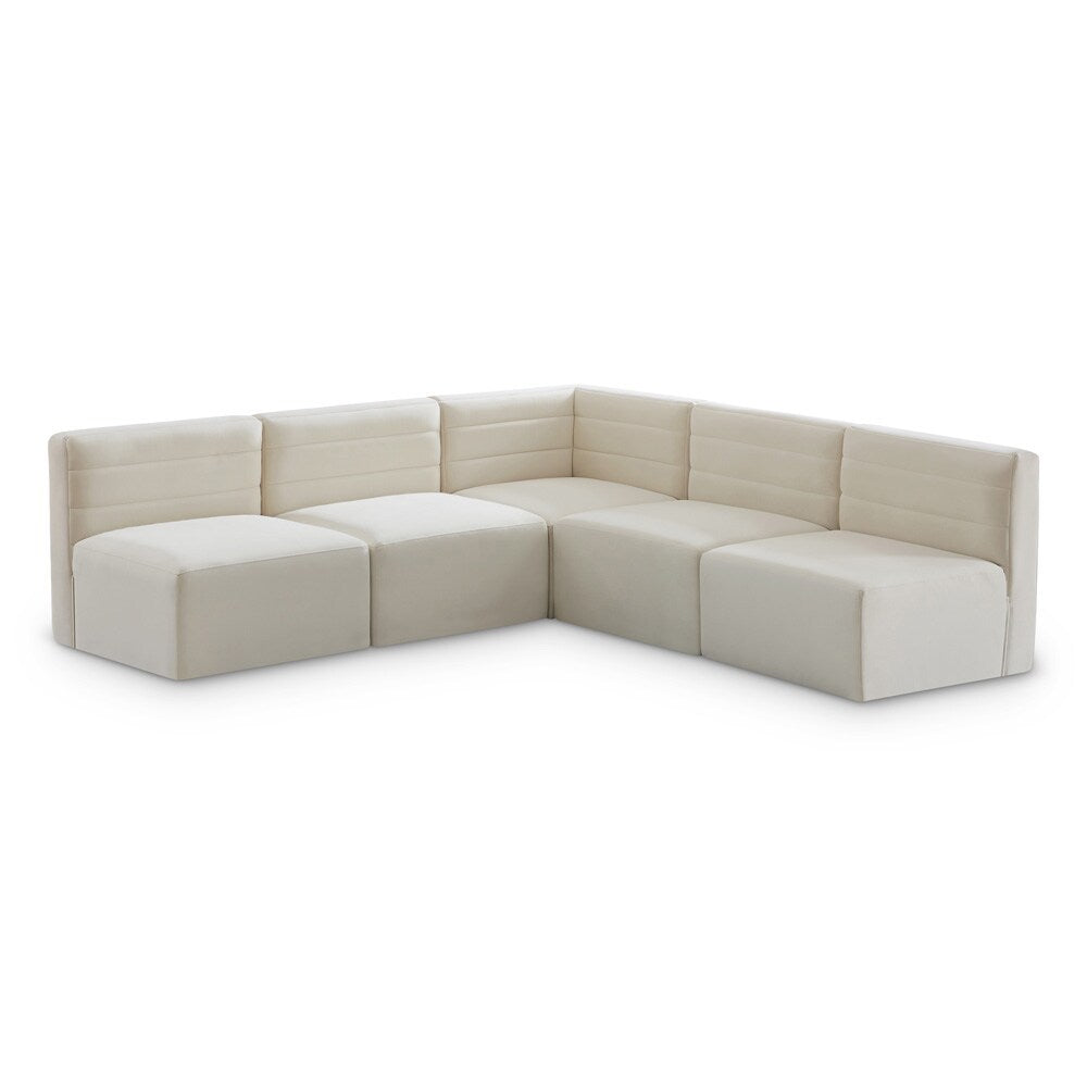 Meridian Furniture - Quincy Cream Velvet Modular Sectional - 5Pc - 677Cream-Sec5B veiw 1