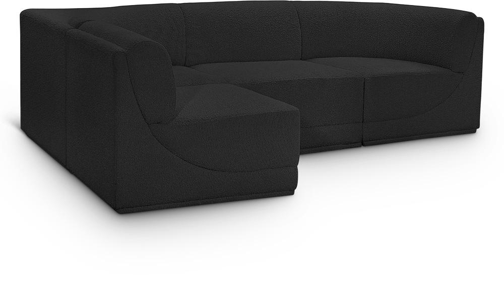 Meridian Furniture - Ollie Black Boucle Fabric Modular Sectional - 4Pc - 118Black-Sec4A veiw 1