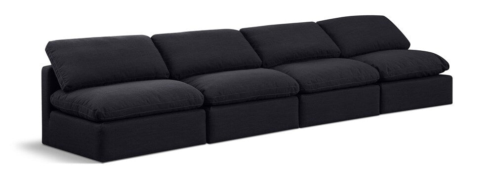 Meridian Furniture - Indulge Black Linen Textured Fabric Modular Sofa - 4Pc - 141Black-S4 veiw 1