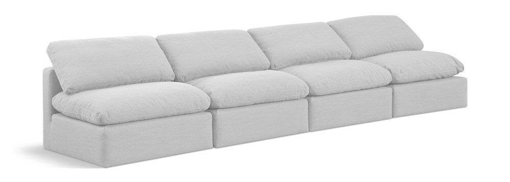 Meridian Furniture - Indulge White Linen Textured Fabric Modular Sofa - 4Pc - 141White-S4 veiw 1
