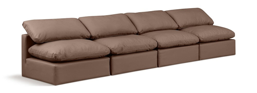 Meridian Furniture - Indulge Brown Vegan Leather Modular Sofa - 4Pc - 146Brown-S4 veiw 1