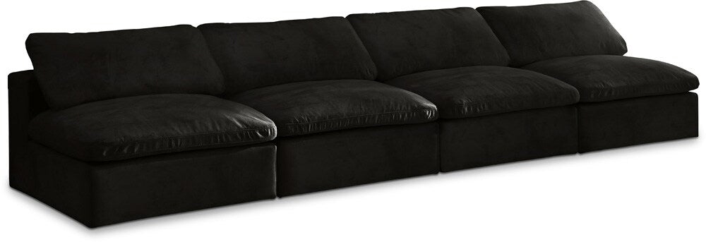 Meridian Furniture - Cozy Black Velvet Comfort Modular Armless Sofa - 4Pc - 634Black-S156 veiw 1