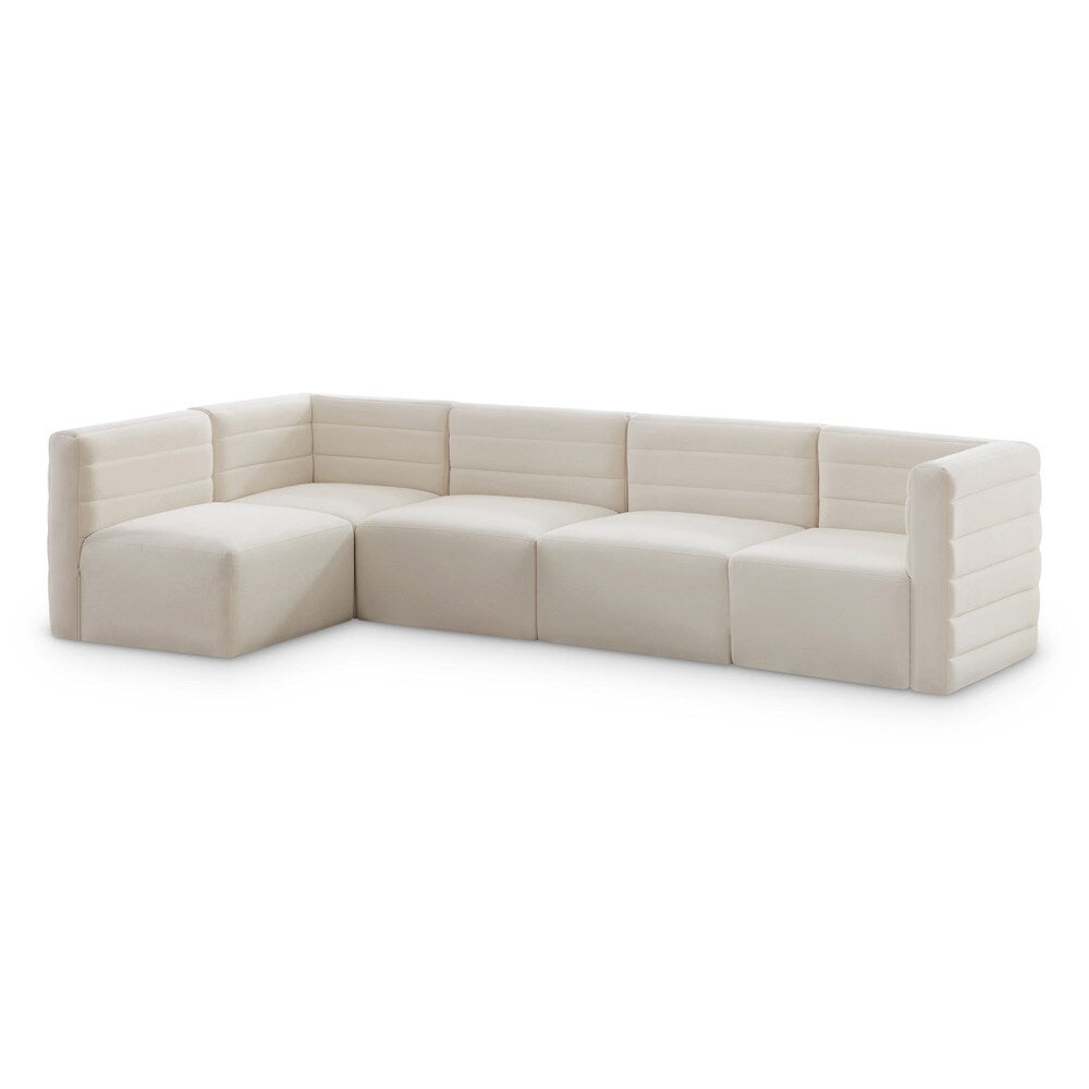 Meridian Furniture - Quincy Cream Velvet Modular Sectional - 5Pc - 677Cream-Sec5A veiw 1