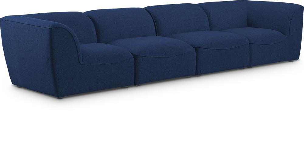 Meridian Furniture - Miramar Navy Durable Linen Textured Modular Sofa - 4Pc - 683Navy-S142 veiw 1
