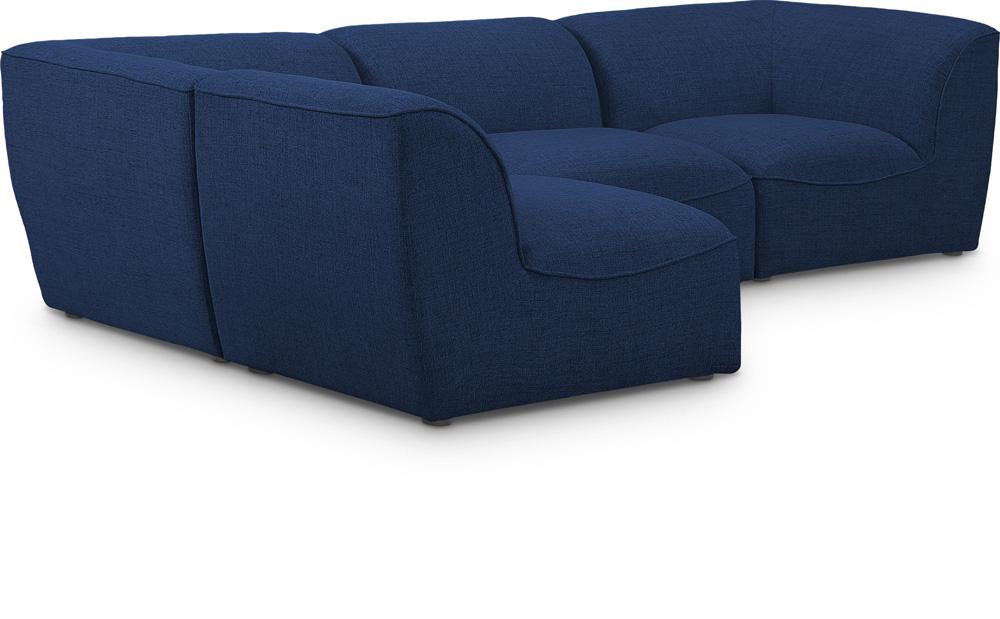 Meridian Furniture - Miramar Navy Durable Linen Textured Modular Sectional - 4Pc - 683Navy-Sec4B veiw 1