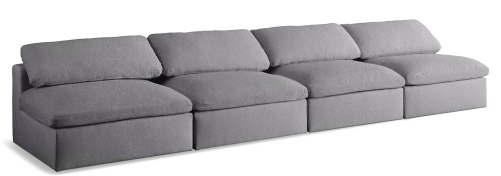 Meridian Furniture - Serene Grey Linen Textured Fabric Deluxe Comfort Modular Armless Sofa - 4Pc - 601Grey-S156 veiw 1