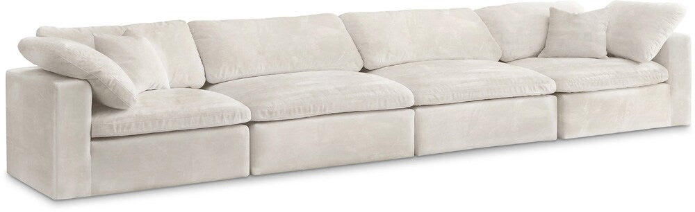 Meridian Furniture - Cozy Cream Velvet Comfort Modular Sofa - 4Pc - 634Cream-S158 veiw 1
