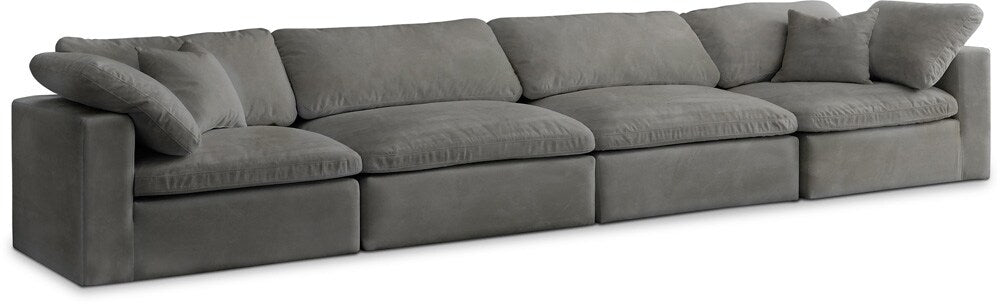 Meridian Furniture - Cozy Grey Velvet Comfort Modular Sofa - 4Pc - 634Grey-S158 veiw 1