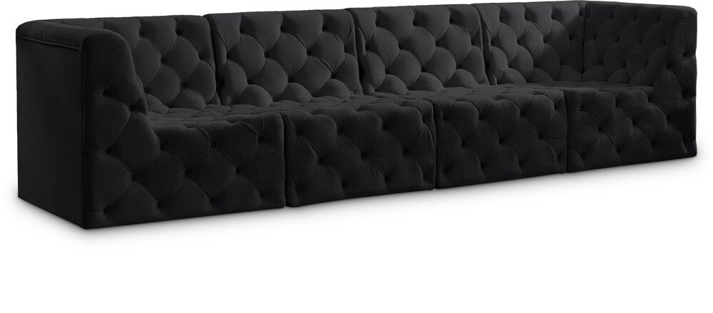 Meridian Furniture - Tuft Black Velvet Modular Sofa - 4Pc - 680Black-S128 veiw 1