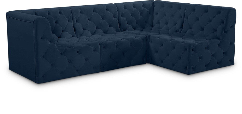 Meridian Furniture - Tuft Navy Velvet Modular Sectional - 4Pc - 680Navy-Sec4A veiw 1