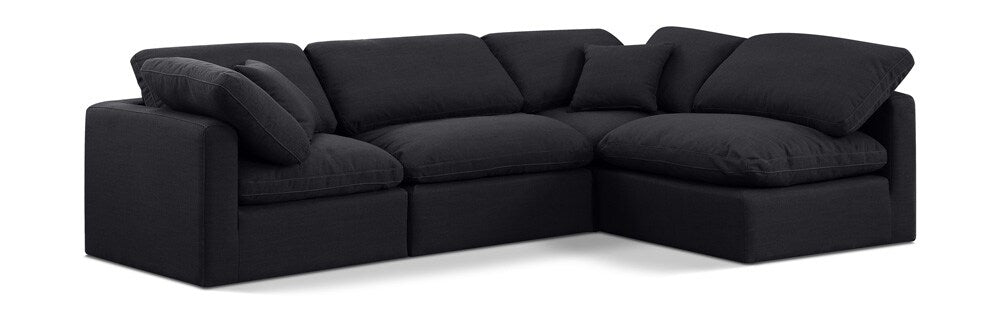 Meridian Furniture - Indulge Black Linen Textured Fabric Modular Sectional - 4Pc - 141Black-Sec4B veiw 1