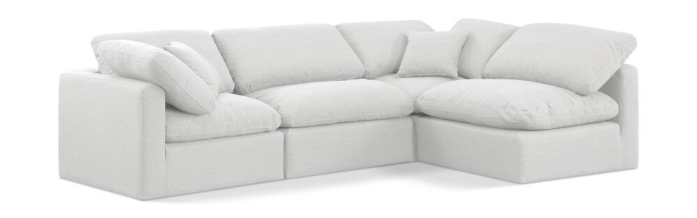 Meridian Furniture - Indulge White Linen Textured Fabric Modular Sectional - 4Pc - 141White-Sec4B veiw 1