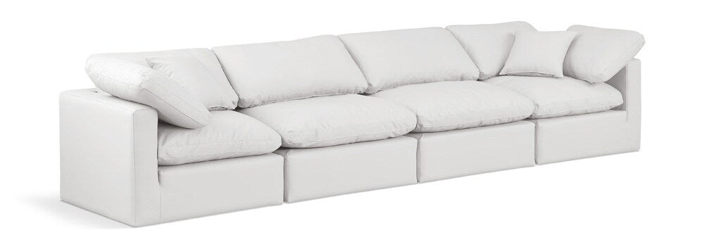 Meridian Furniture - Indulge Cream Vegan Leather Modular Sofa - 4Pc - 146Cream-S140 veiw 1