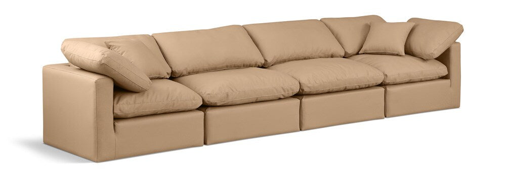 Meridian Furniture - Indulge Tan Vegan Leather Modular Sofa - 4Pc - 146Tan-S140 veiw 1