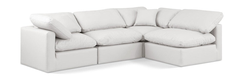 Meridian Furniture - Indulge Cream Vegan Leather Modular Sectional - 4Pc - 146Cream-Sec4B veiw 1
