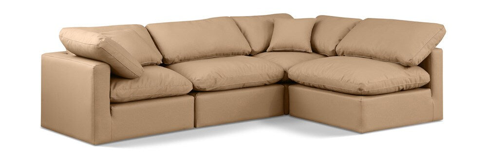 Meridian Furniture - Indulge Tan Vegan Leather Modular Sectional - 4Pc - 146Tan-Sec4B veiw 1