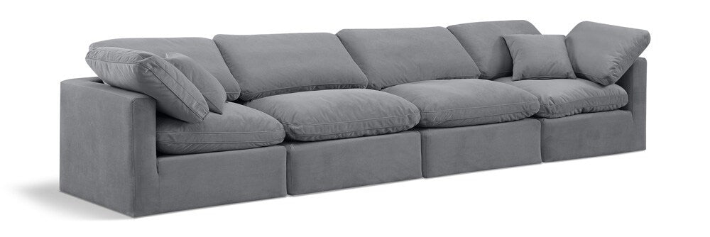 Meridian Furniture - Indulge Grey Velvet Modular Sofa - 4Pc - 147Grey-S140 veiw 1