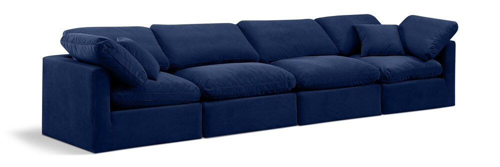 Meridian Furniture - Indulge Navy Velvet Modular Sofa - 4Pc - 147Navy-S140 veiw 1