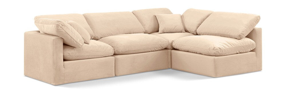 Meridian Furniture - Indulge Beige Velvet Modular Sectional - 4Pc - 147Beige-Sec4B veiw 1