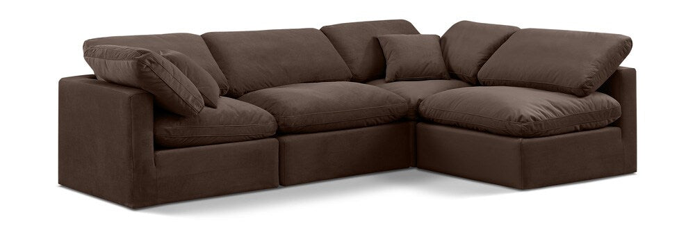 Meridian Furniture - Indulge Brown Velvet Modular Sectional - 4Pc - 147Brown-Sec4B veiw 1