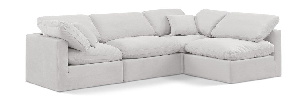 Meridian Furniture - Indulge Cream Velvet Modular Sectional - 4Pc - 147Cream-Sec4B veiw 1