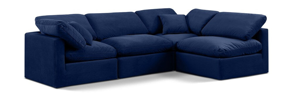 Meridian Furniture - Indulge Navy Velvet Modular Sectional - 4Pc - 147Navy-Sec4B veiw 1