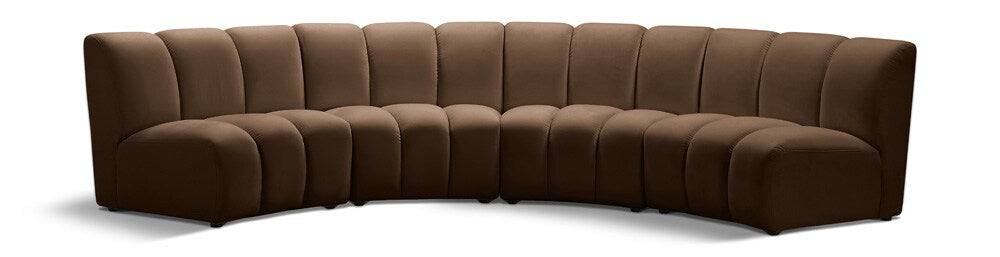 Meridian Furniture - Infinity Brown Velvet 4pc. Modular Sectional - 638Brown-4PC veiw 1