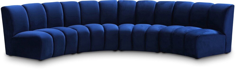 Meridian Furniture - Infinity Navy Velvet 4pc. Modular Sectional - 638Navy-4PC veiw 1
