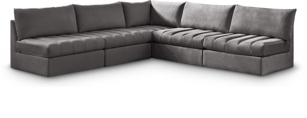 Meridian Furniture - Jacob Grey Velvet Modular Sectional - 5Pc - 649Grey-Sec5B veiw 1