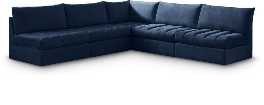 Meridian Furniture - Jacob Navy Velvet Modular Sectional - 5Pc - 649Navy-Sec5B veiw 1