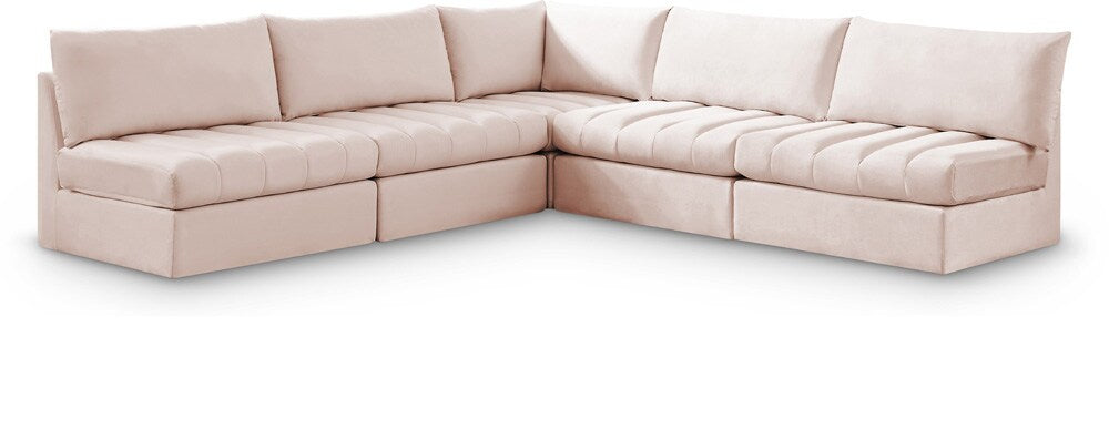 Meridian Furniture - Jacob Pink Velvet Modular Sectional - 5Pc - 649Pink-Sec5B veiw 1