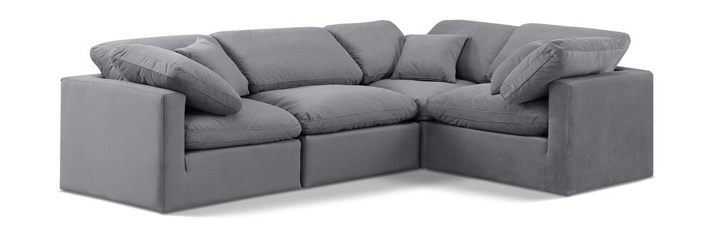 Meridian Furniture - Indulge Grey Velvet Modular Sectional - 4Pc - 147Grey-Sec4C veiw 1