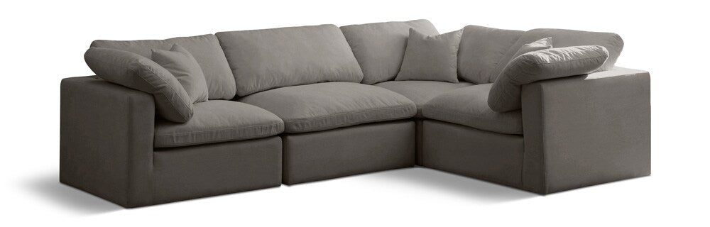 Meridian Furniture - Plush Grey Velvet Modular Sectional - 4Pc - 602Grey-Sec4C veiw 1